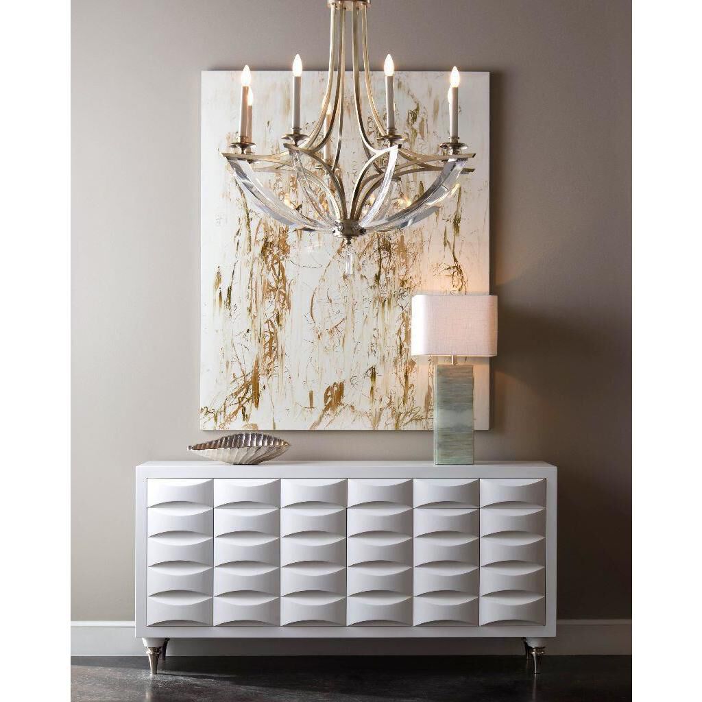 Bent 8 Light 39 inch Silver Leaf Chandelier Ceiling Light