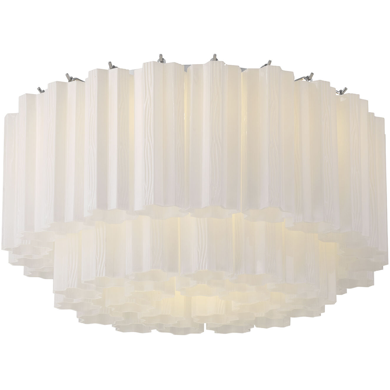 Addis 7 Light 22.25 inch Polished Chrome Flush Ceiling Light in Tronchi Glass White