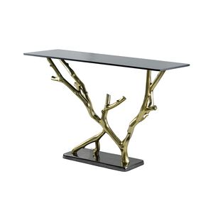 Rectangular 47.2 X 16.1 inch Polished Gold/Black Nickel Console Table