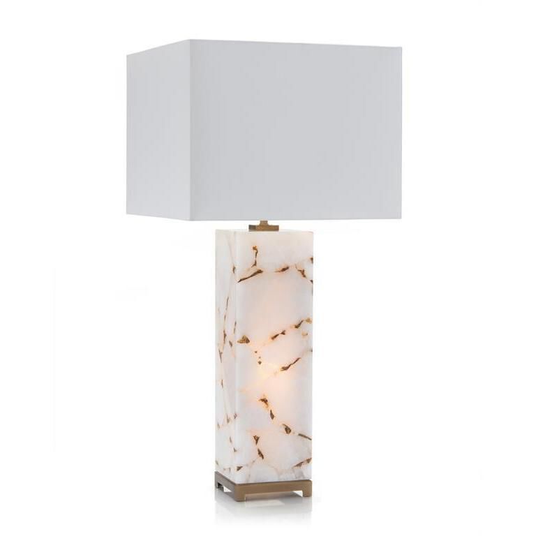 Calcite 36 inch 60 watt White and Gold Table Lamp Portable Light