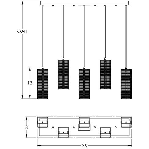 Downtown Mesh 5 Light 36.00 inch Island Light