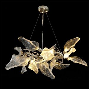 Crystal Canopy LED 50 inch Silver Leaf Chandelier Ceiling Light