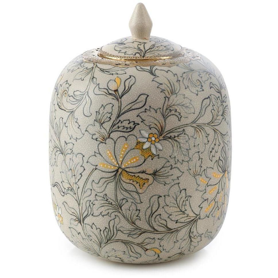 Lidded Foliage 14 X 9.5 inch Jar, Large