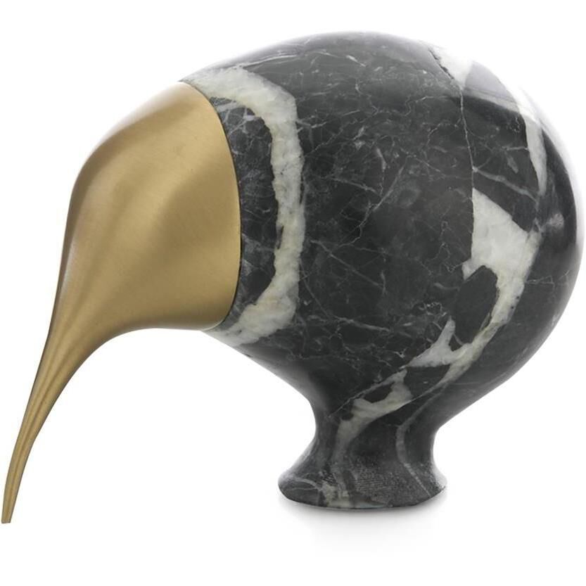 Marble and Brass Bird 5 X 4 inch Sculpture
