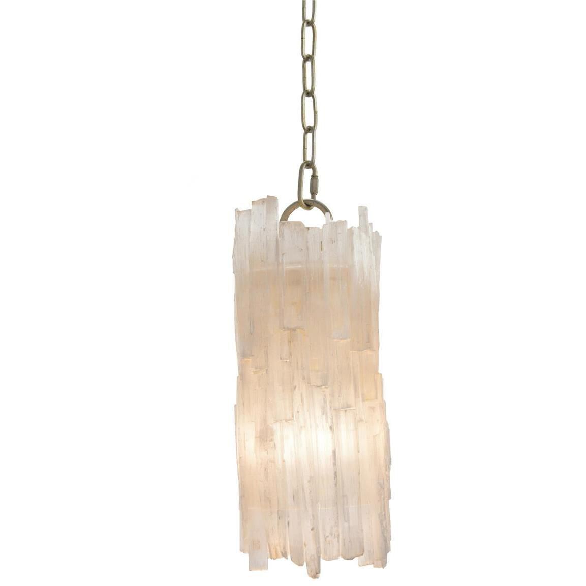 Natural Selenite 1 Light 6 inch Silver Leaf Pendant Ceiling Light