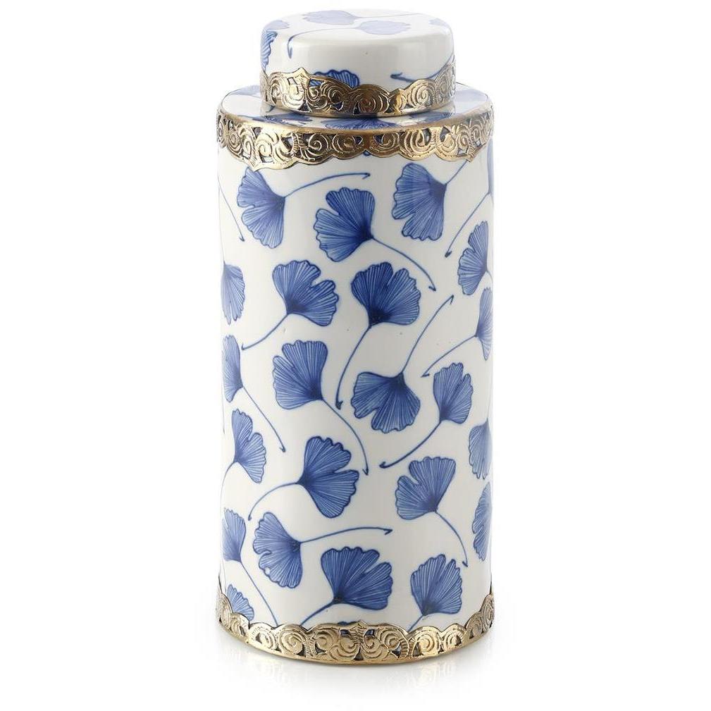 Lidded Ginkgo 11 X 5 inch Jar, Small