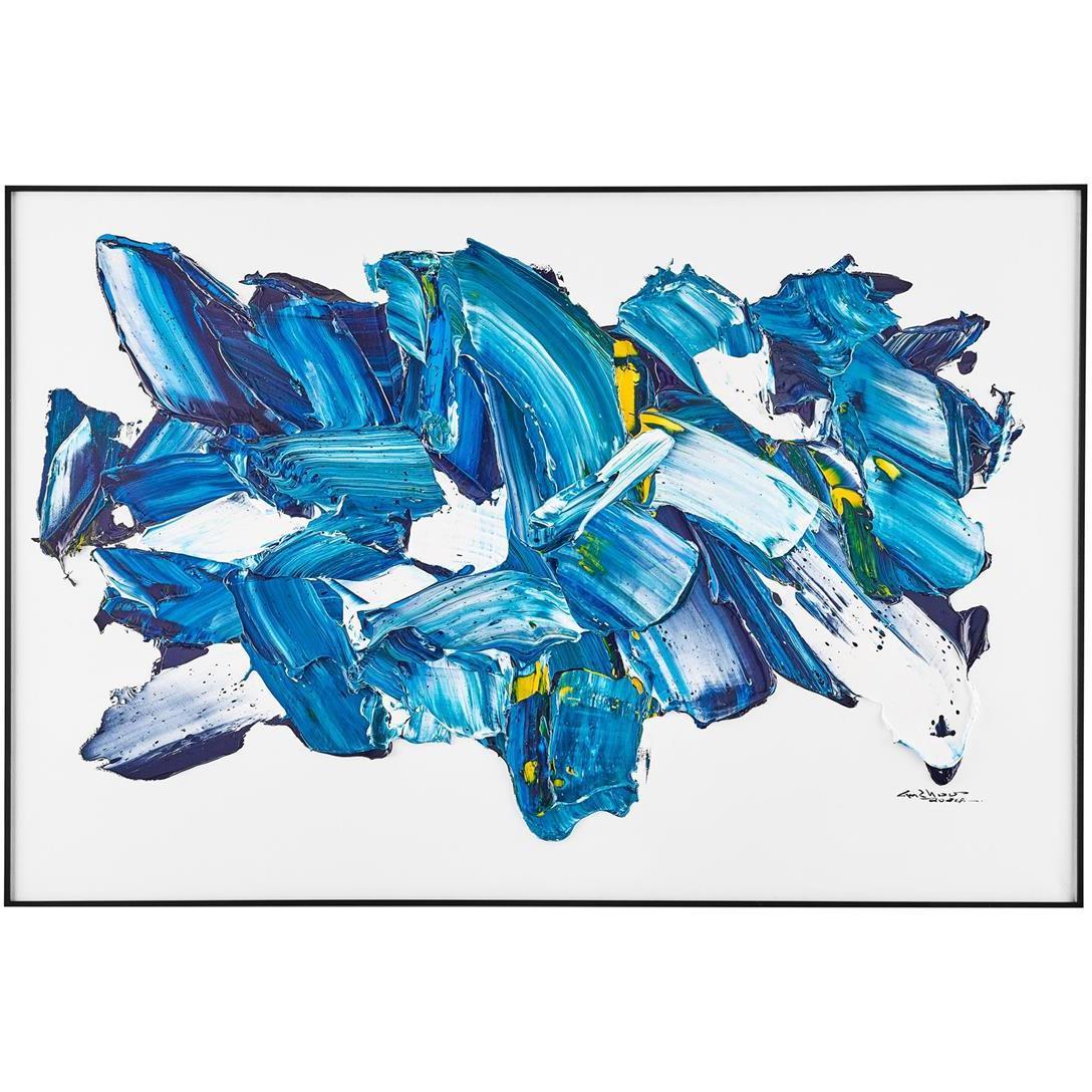 LM Zhou's Burst of Blue 59.5 X 39.5 inch Oils and Original Art