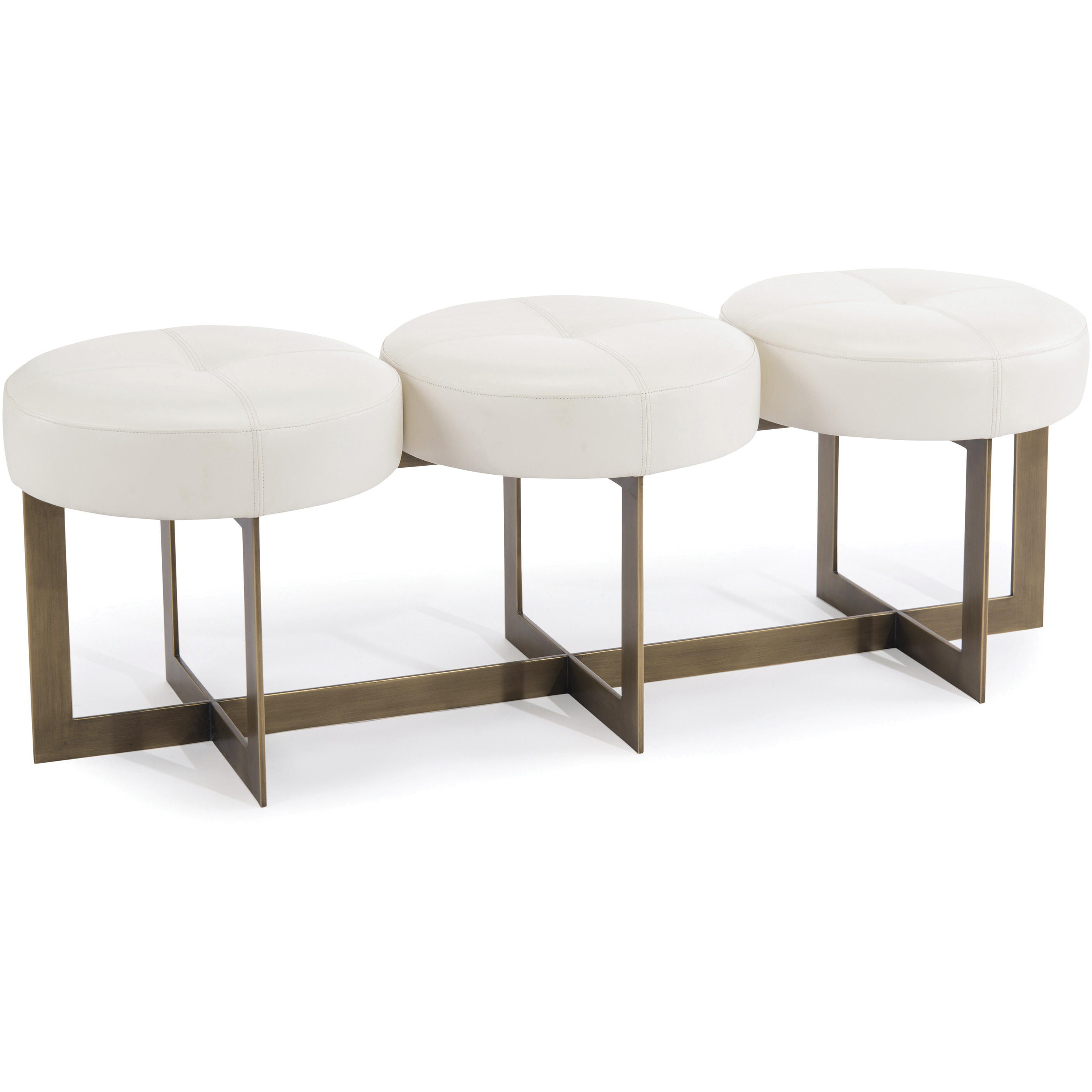 Leah White Leather Bench