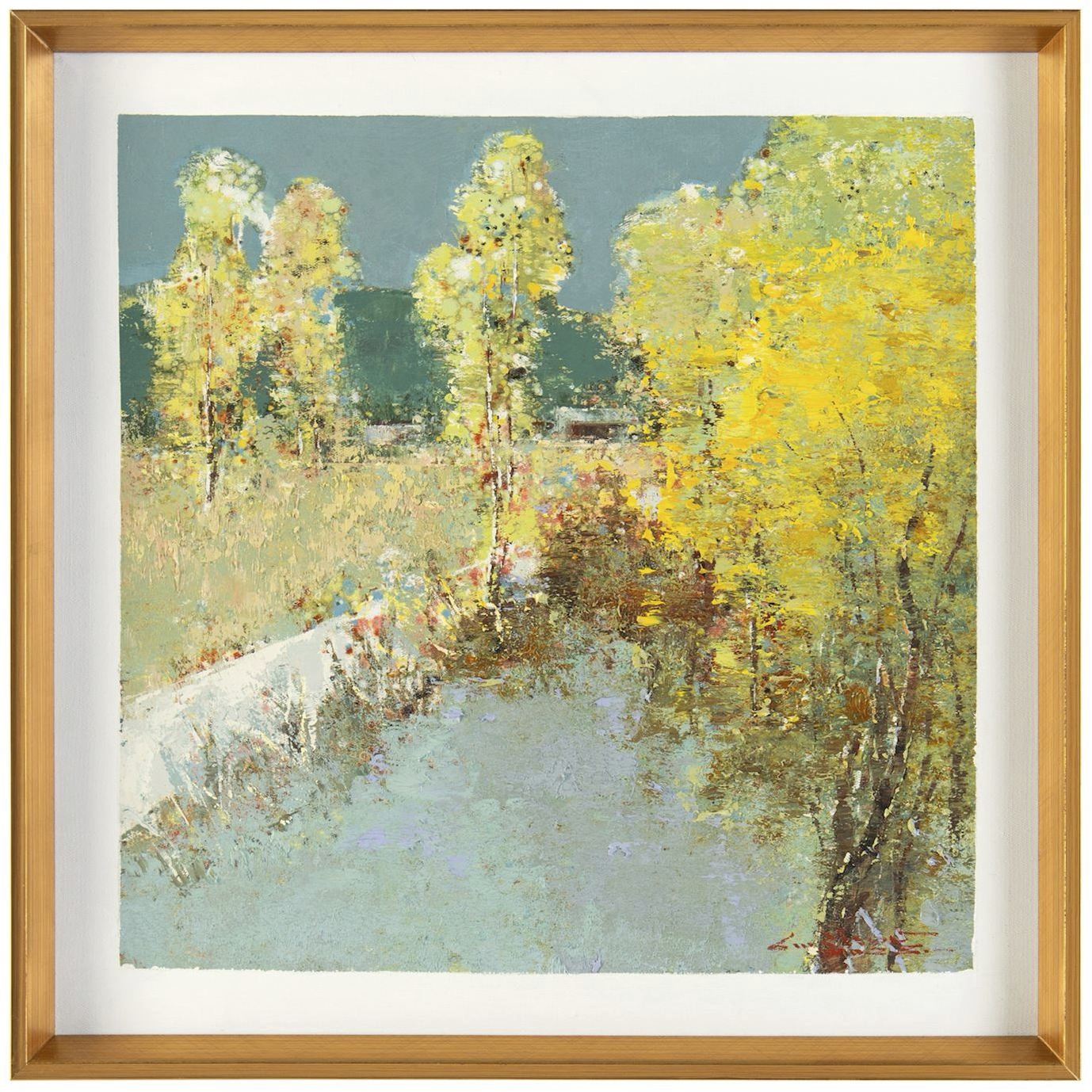 Liu Mengzhou's 25.5 X 25.5 inch Landscape Art