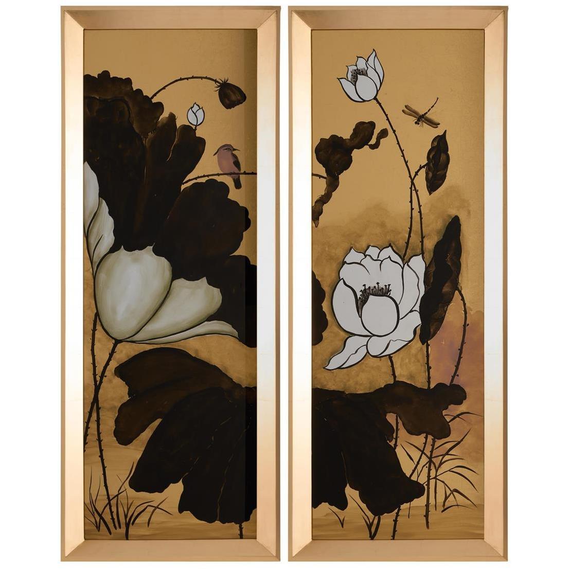 Gilded Garden 113 X 45 inch Oils And Original Art, Diptych