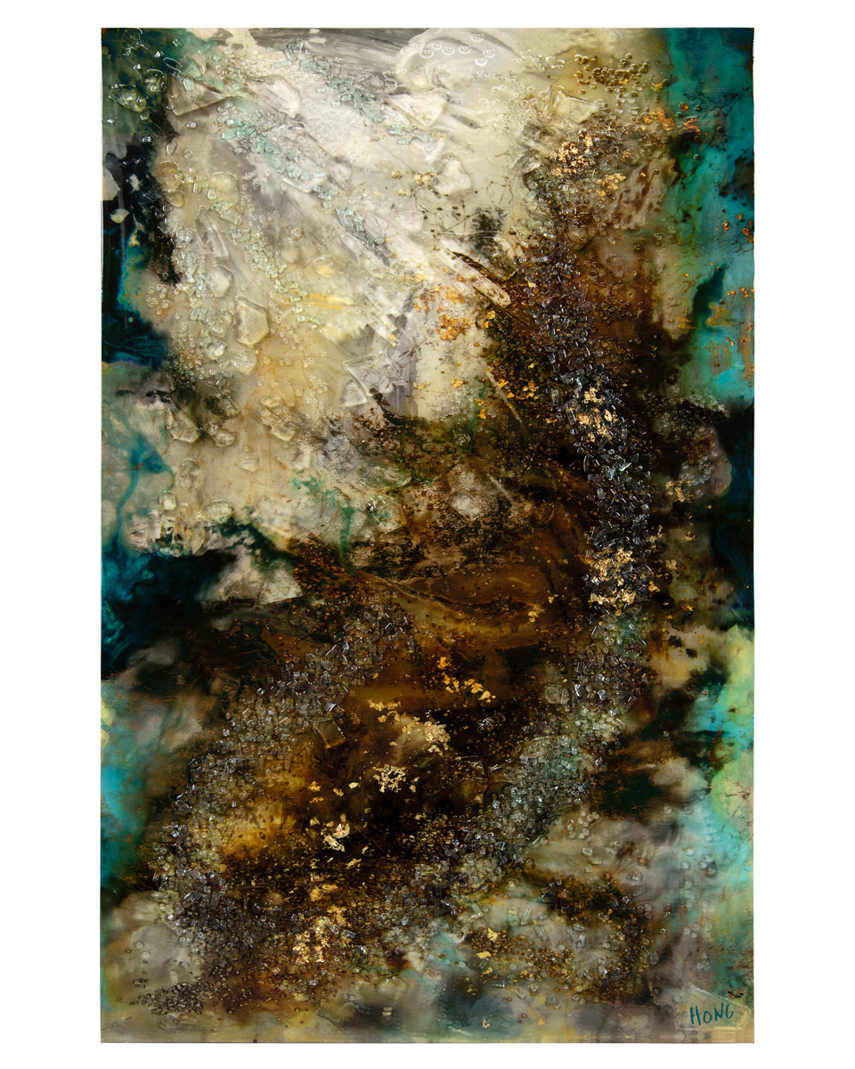 Mary Hong Green and Brown Wall Art