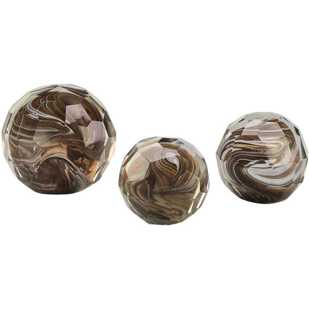 Cut Glass Amber Orbs