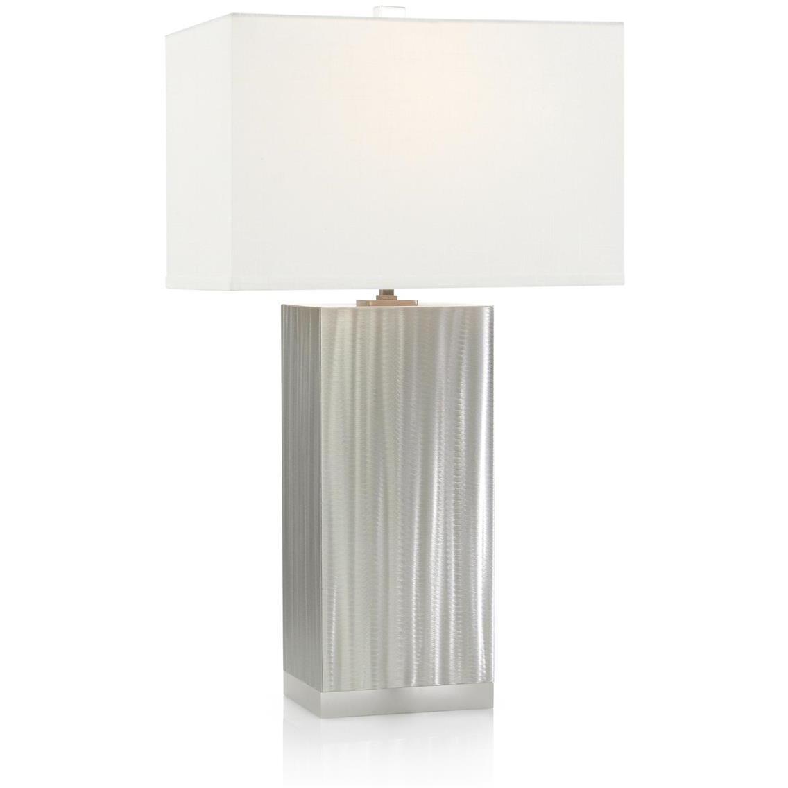 Stainless Steel Brushed Spiral 34.5 inch Silver Table Lamp Portable Light